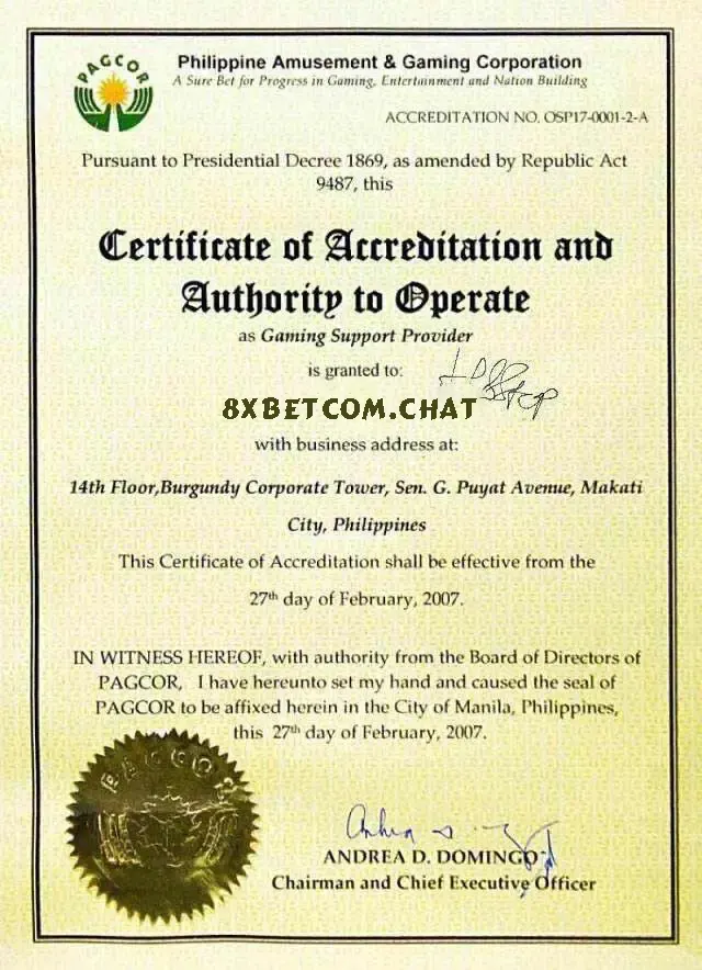 giấy phép hoạt động 8xbet